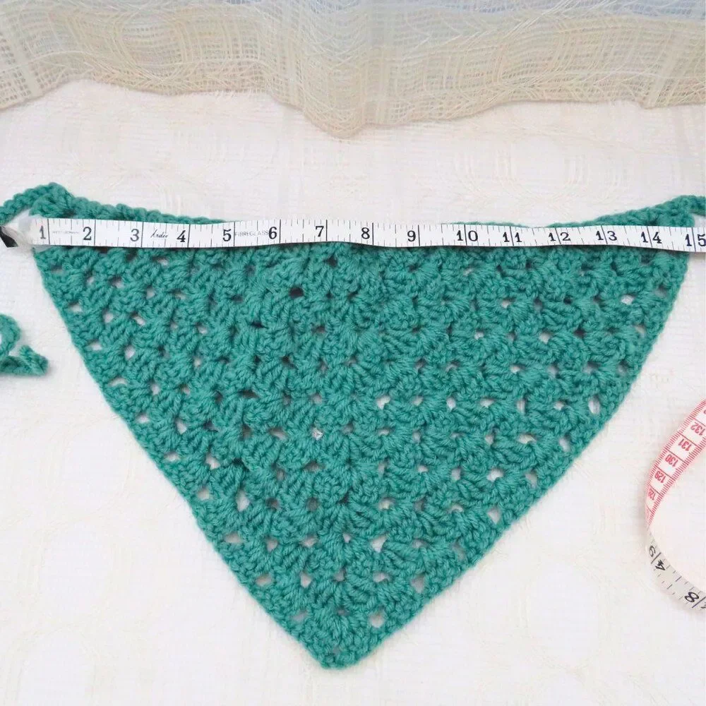 Green Crocheted Bandana Women Boho Hippie Style Handmade, Festival Wear